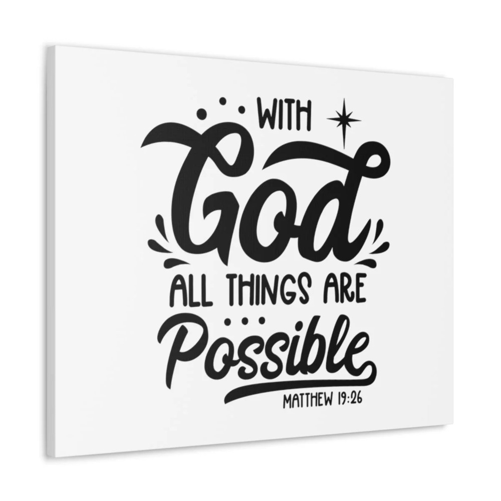 Scripture Walls With God Matthew 19:26 Bible Verse Canvas Christian Wall Art